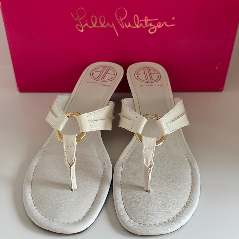 Lilly Pulitzer McKim Wedge Sandals with Gold Detail - Picture 2 of 4